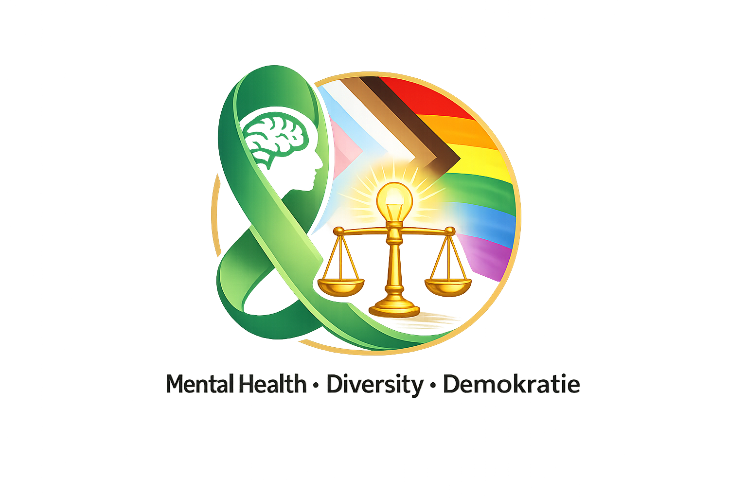 Symbol für Mental Health, Diversity und Demokratie